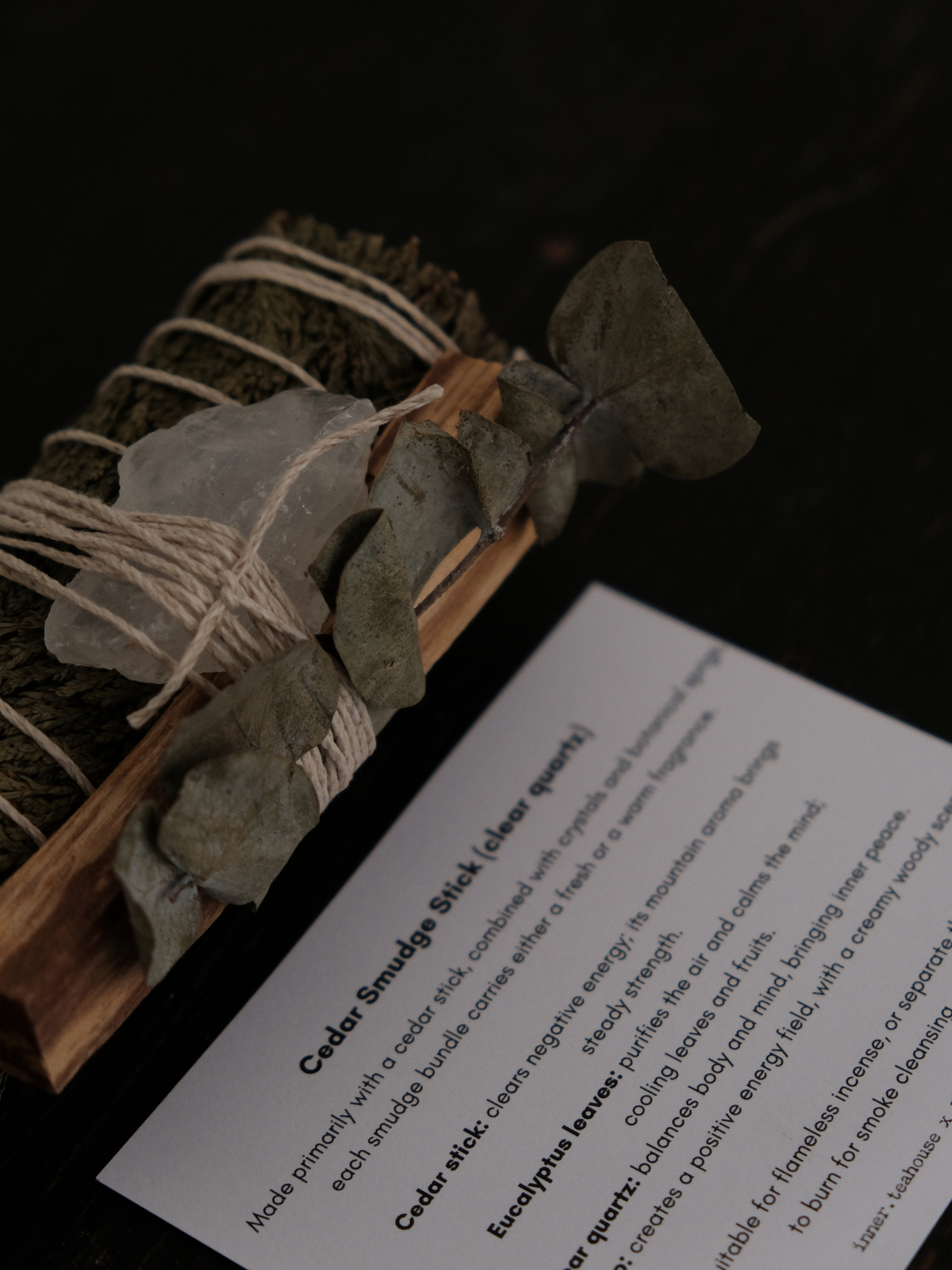 Cedar Smudge Stick (clear quartz) (圣洁雪松杖)